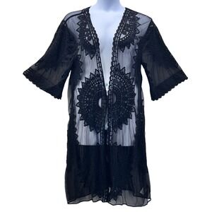 Rachel Zoe‎ Kimono Cover Up Black Large